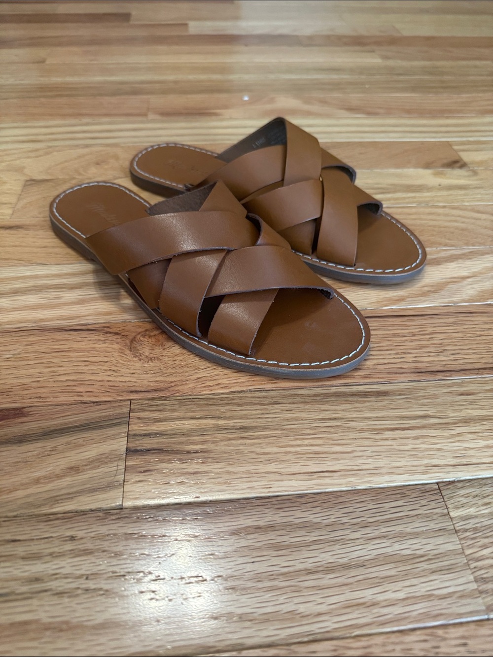 Madewell Boardwalk Woven Leather Slide Sandals NWOB